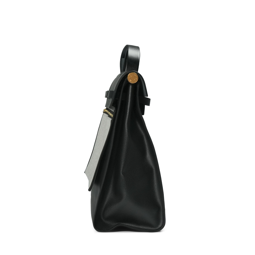 Hermès Herbag 39 Messenger Toile H / Berline Vache Hunter Écru-Noir / Noir - 2023