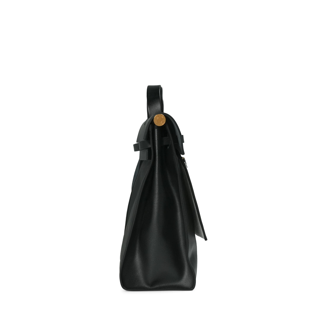 Hermès Herbag 39 Messenger Toile H / Berline Vache Hunter Écru-Noir / Noir - 2023