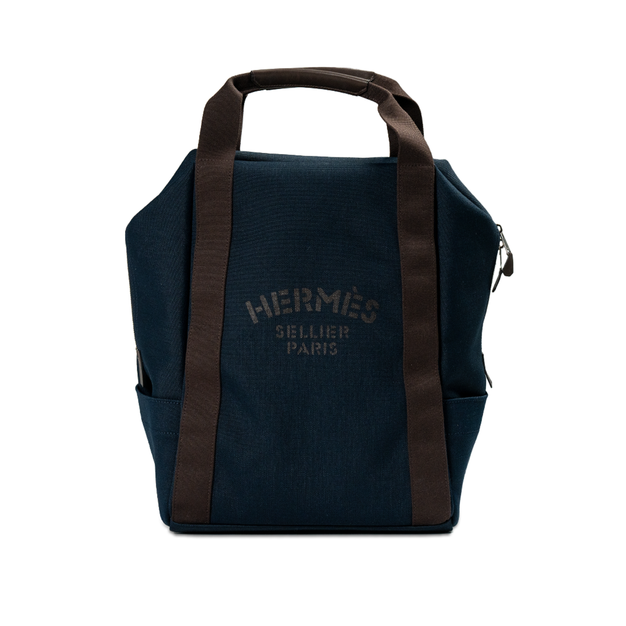 Hermès Groom Backpack Toile H Bleu Navy / Feu