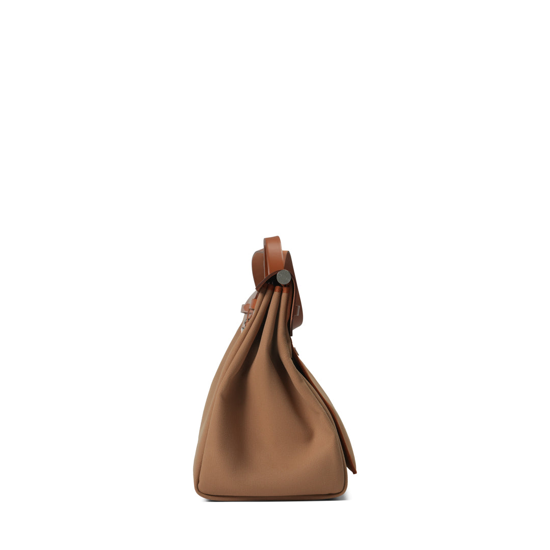 Hermès Herbag 50 Zip Cabine Verso Toile H / Vache Hunter Sable Naturel