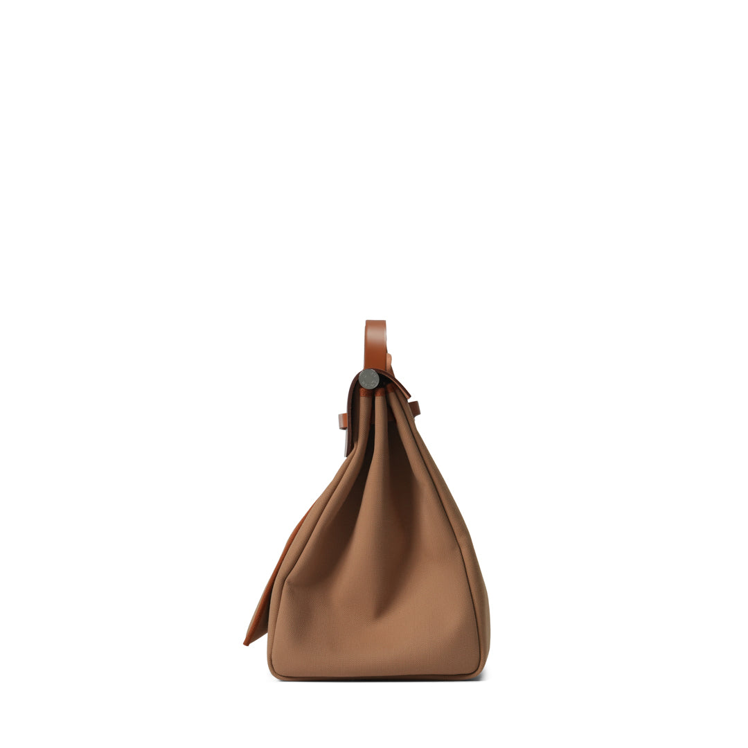 Hermès Herbag 50 Zip Cabine Verso Toile H / Vache Hunter Sable Naturel