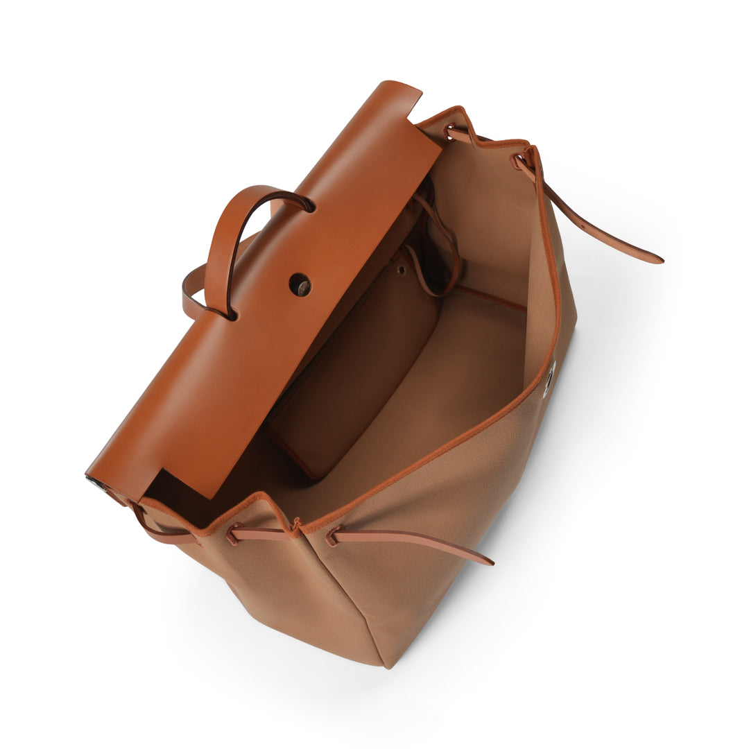 Hermès Herbag 50 Zip Cabine Verso Toile H / Vache Hunter Sable Naturel