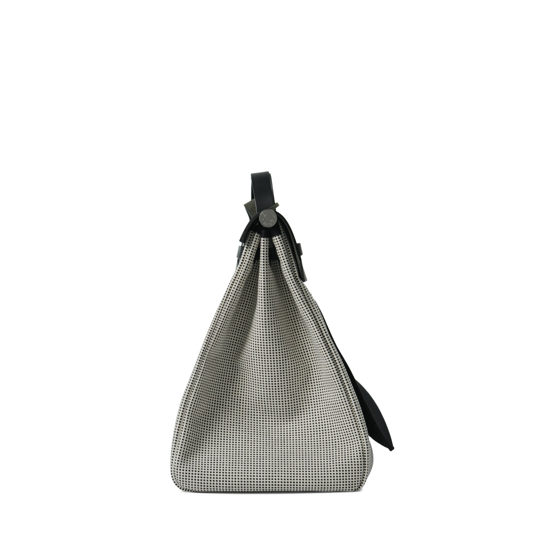 Hermès Herbag 50 Zip Cabine Quadrille Viking Toile H / Vache Hunter Noir