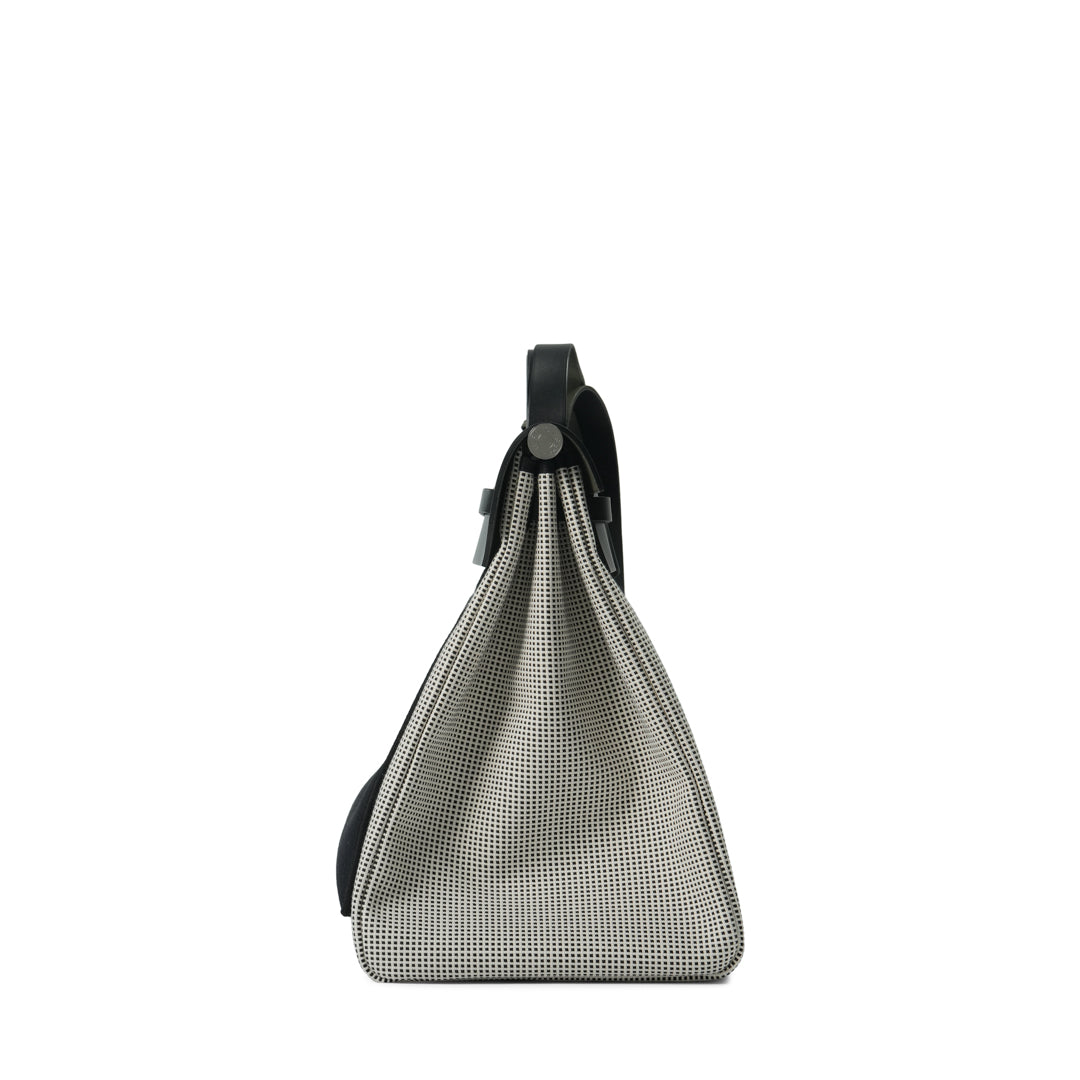 Hermès Herbag 50 Zip Cabine Quadrille Viking Toile H / Vache Hunter Noir