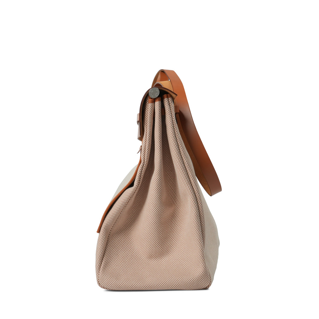 Hermès Herbag 50 Zip Cabine Criss Viking Toile H / Vache Hunter Gold