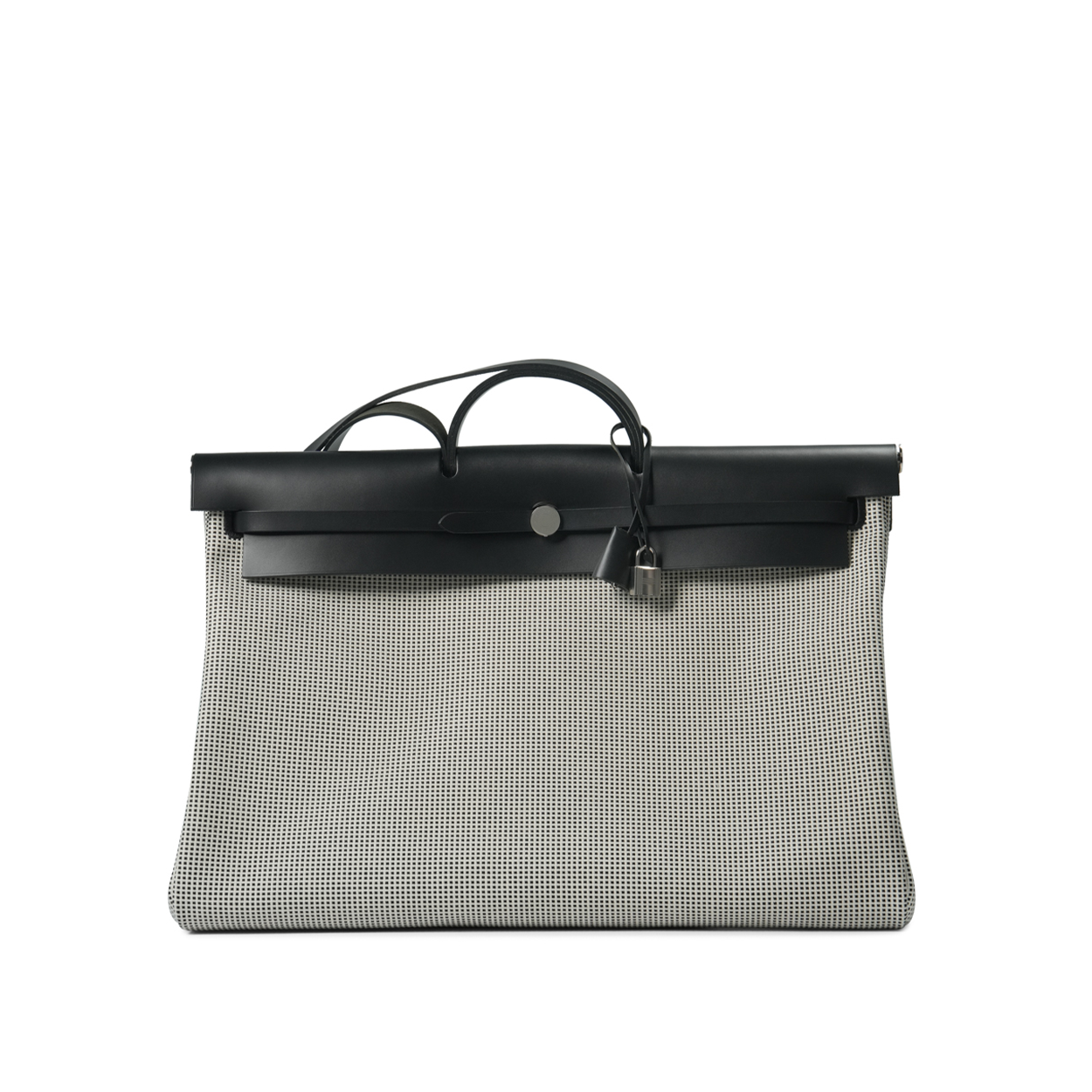 Hermès Herbag 50 Zip Cabine Quadrille Viking Toile H / Vache Hunter Noir