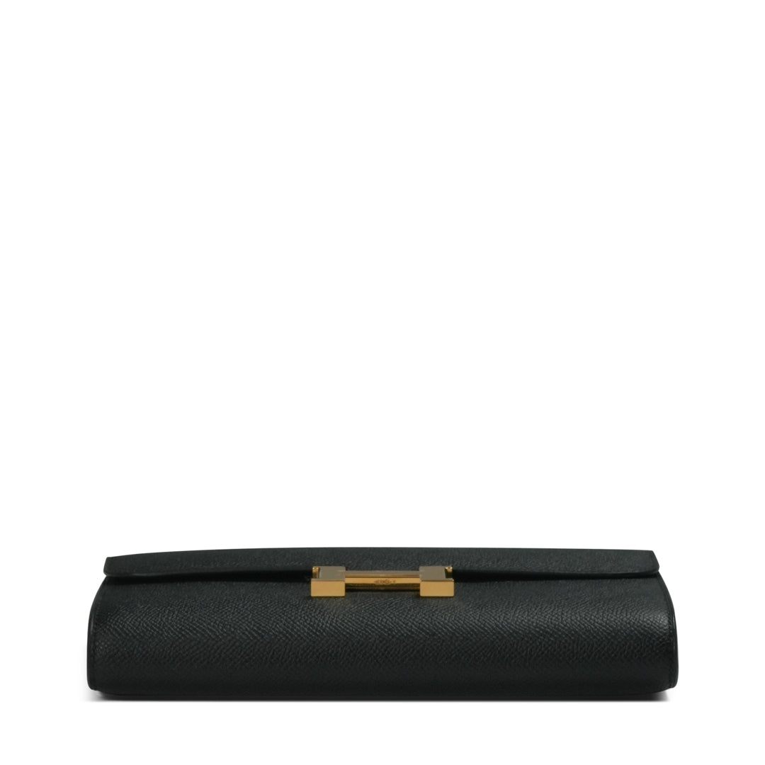 Hermès Constance To Go Wallet Epsom / Cordage Webbing Noir / Noir-Gris Misty