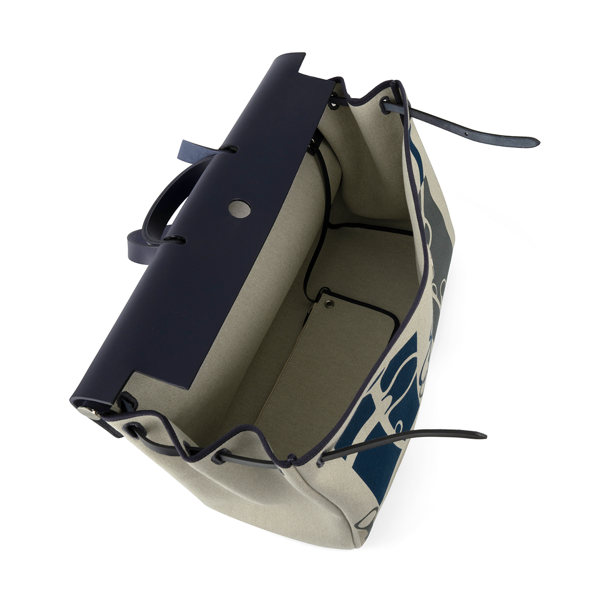 Hermès Herbag 50 Zip Cabine Écru H Plume / Vache Hunter Indigo