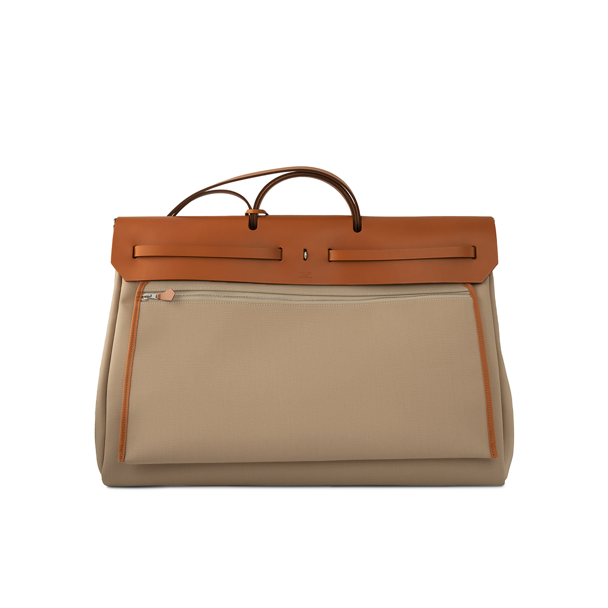 Hermès Herbag 50 Zip Cabine Toile H / Vache Hunter Gold / Beige Marfa