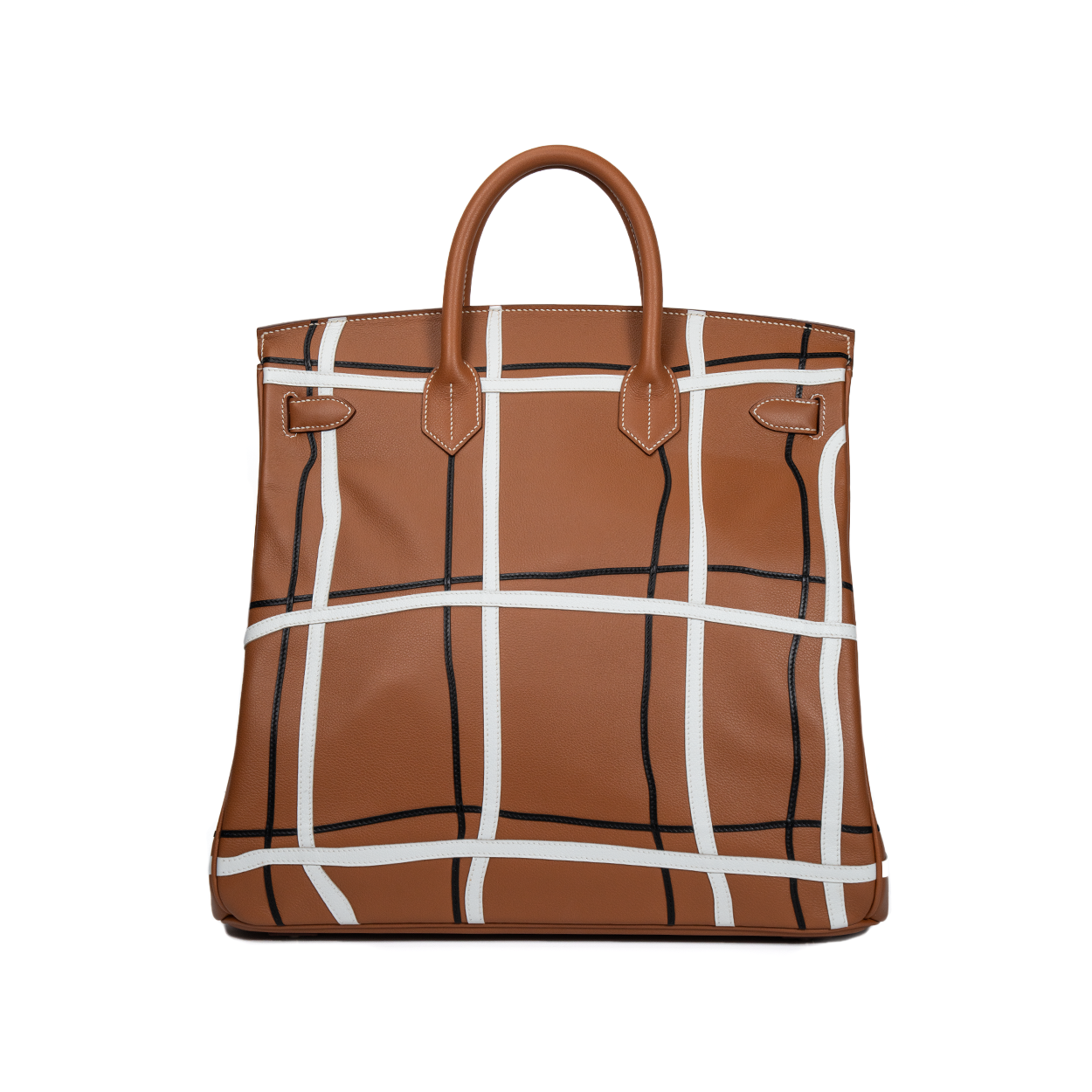 Hermès HAC 40 Carreaux Evercolor / Evergrain Gold / White /Black