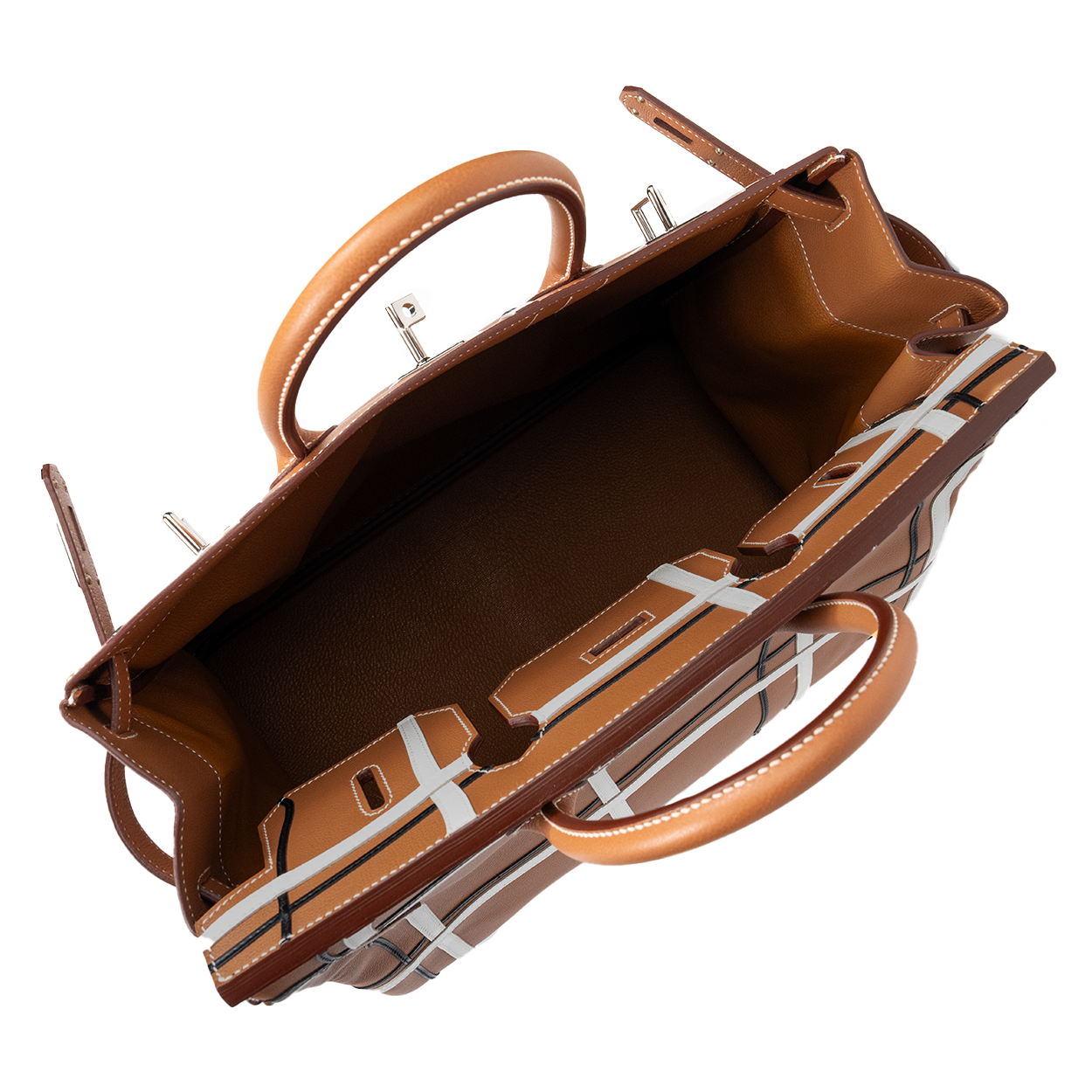 Hermès HAC 40 Carreaux Evercolor / Evergrain Gold / White /Black