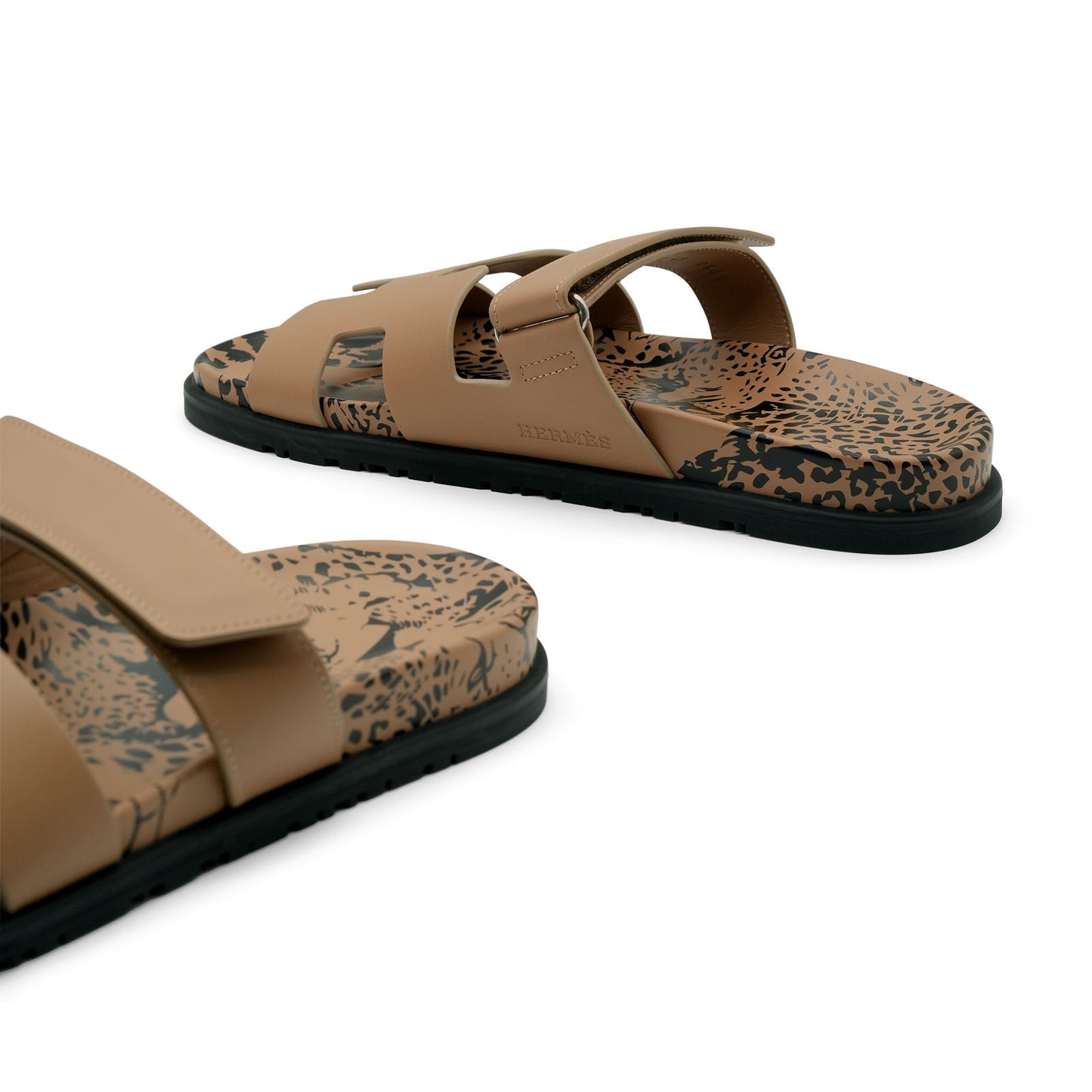Hermès Chypre Sandal - Beige Argile/Leopard Print