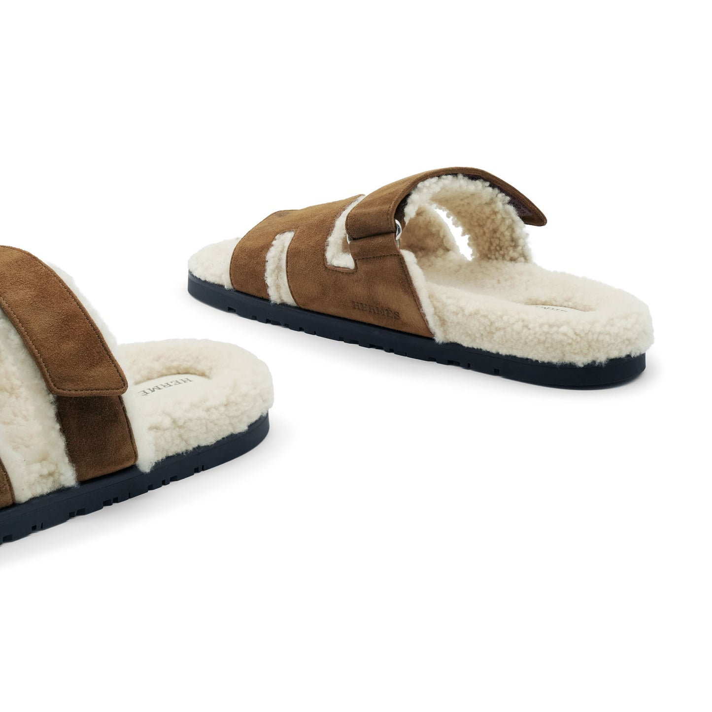 Hermès Chypre Sandal - Brun Fumé/Écru/Shearling (45)