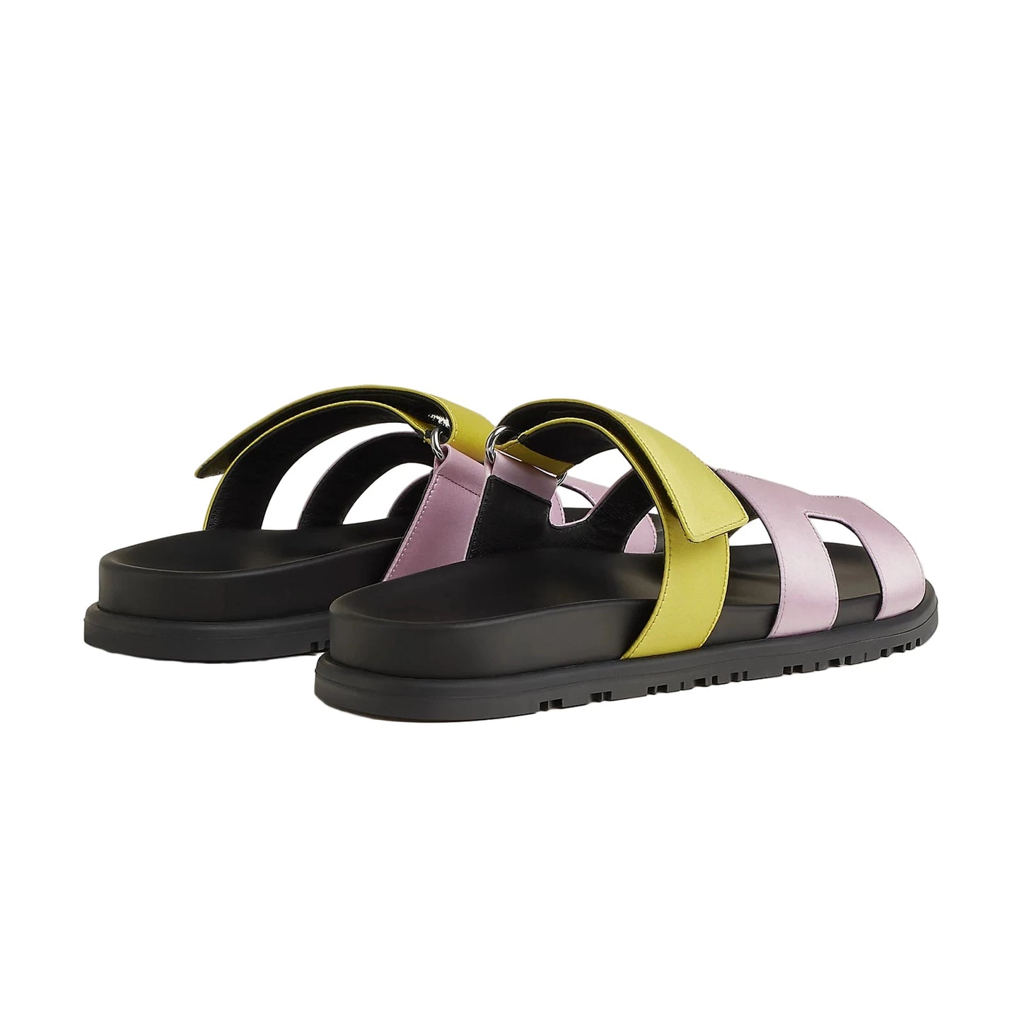 Hermès Chypre Sandal Size : 39 (Violet Pétale/Vert Lime Satin)