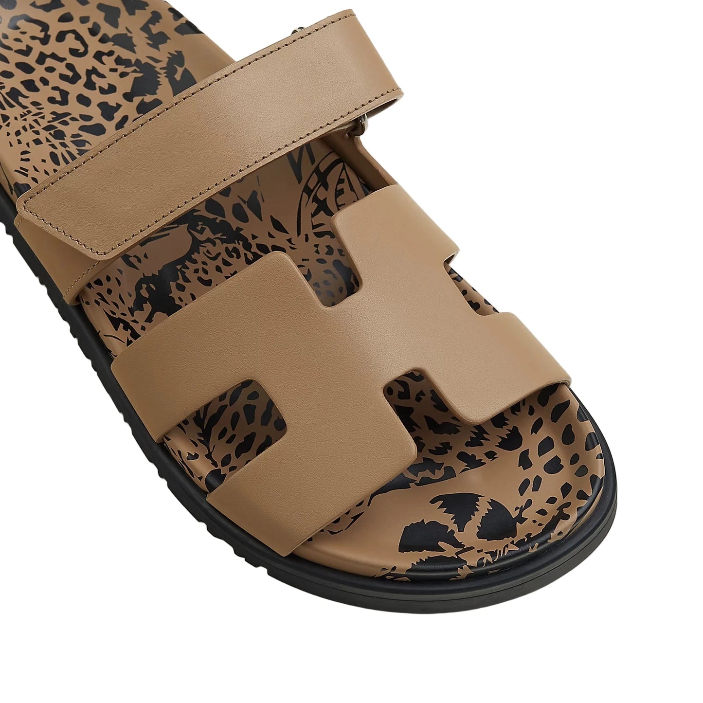 Hermès Chypre Sandal Size: 36.5 (Beige Argile Leopard Print)