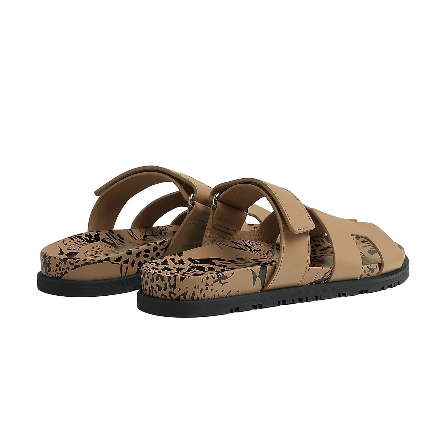 Hermès Chypre Sandal Size: 36.5 (Beige Argile Leopard Print)