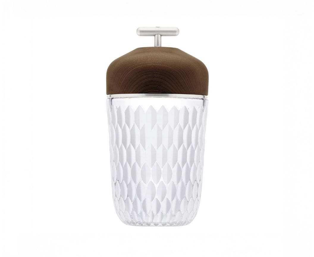 ST LOUIS - DARK WOOD SATIN-FINISHED CRYSTAL PORTABLE LAMP (FOLIA LINE)