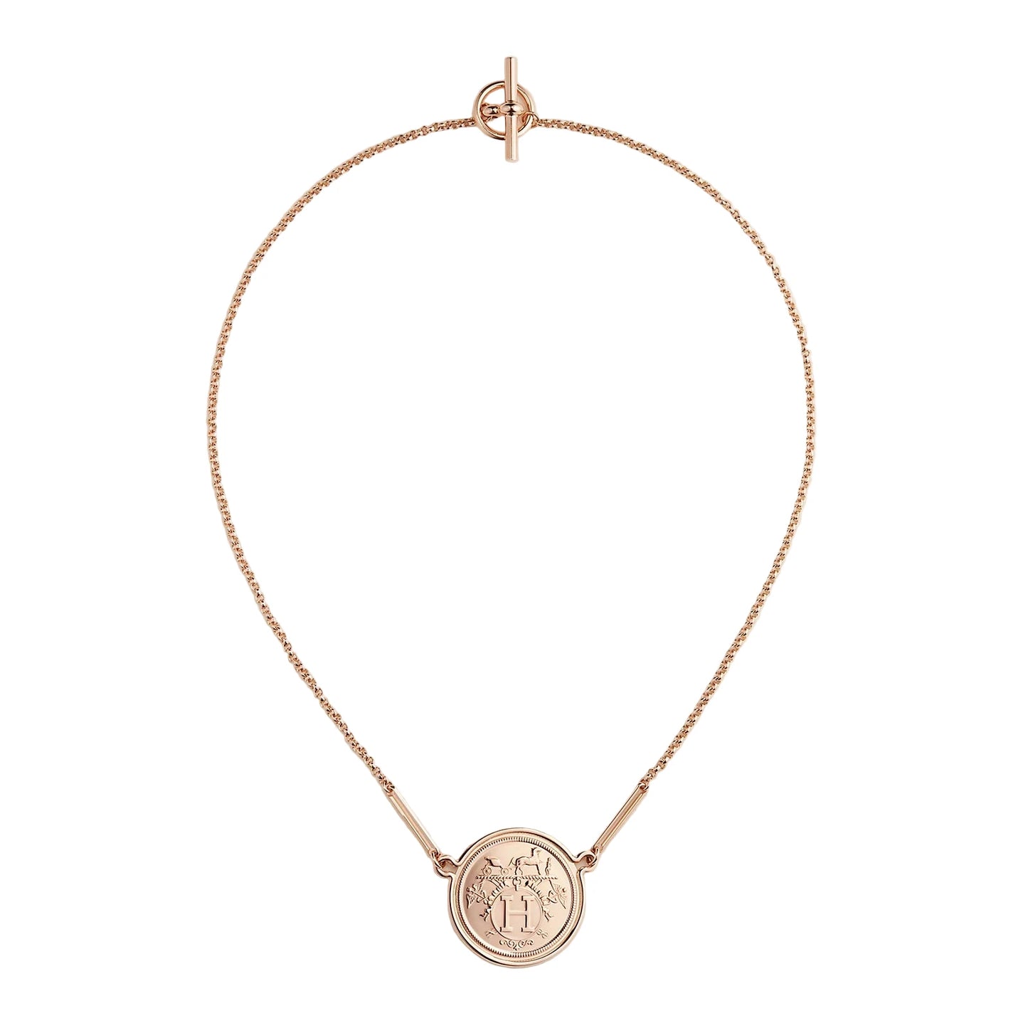 Hermès 18K Rose Gold Ex-Libris Pendant, Very Large Model Bracelet