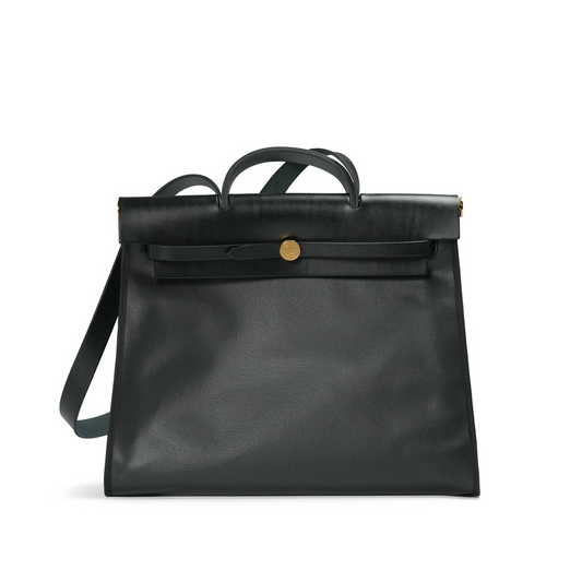 Hermès  Herbag 39 Messenger Toile H / Berline Vache Hunter Écru-Noir / Noir - 2023
