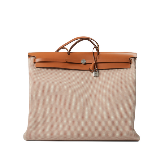 Hermès Herbag 50 Zip Cabine Criss Viking Toile H / Vache Hunter Gold