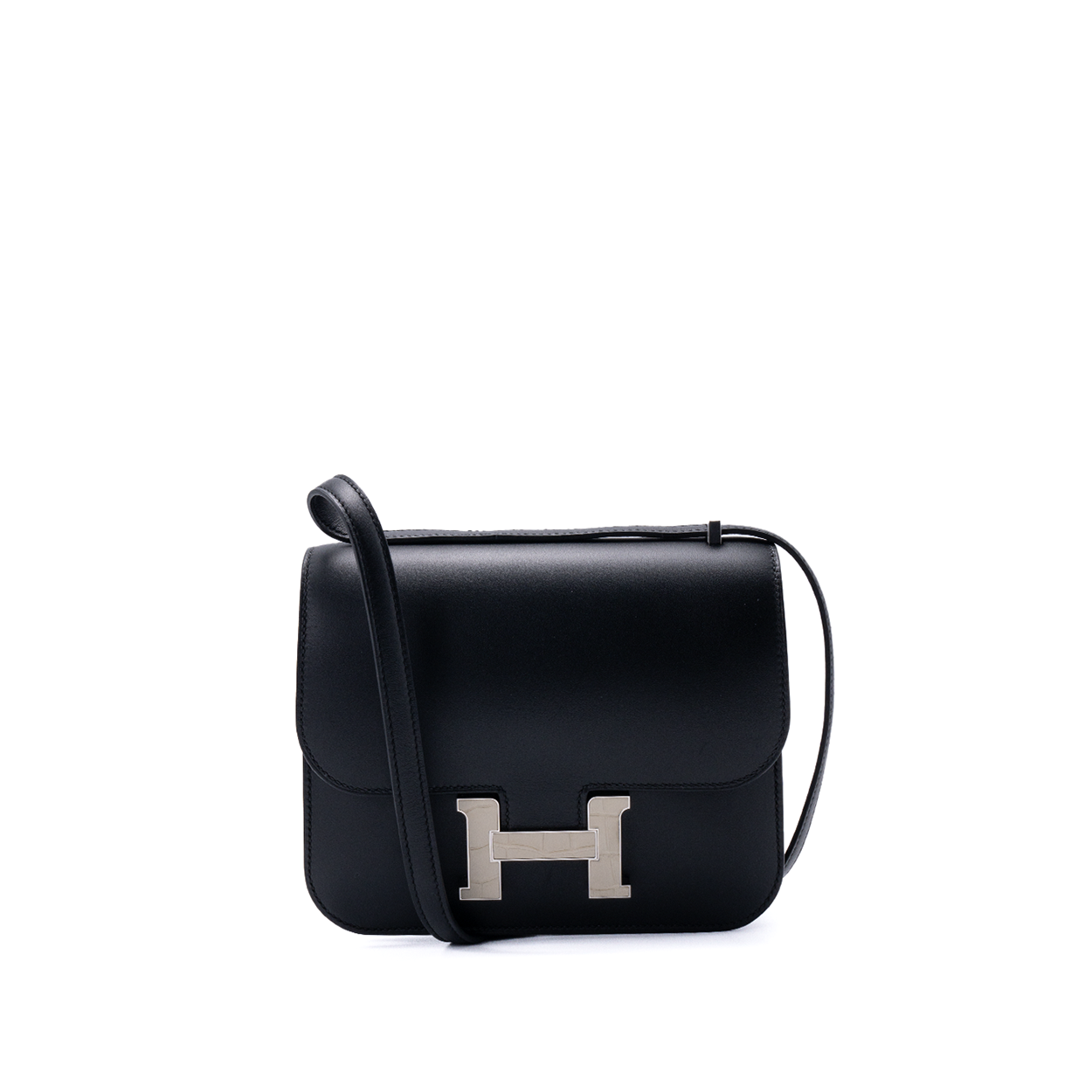 Hermès Constance 18 Mini Touch Alligator Mississippiensis Matte - Veau Swift Noir/Béton- 2024