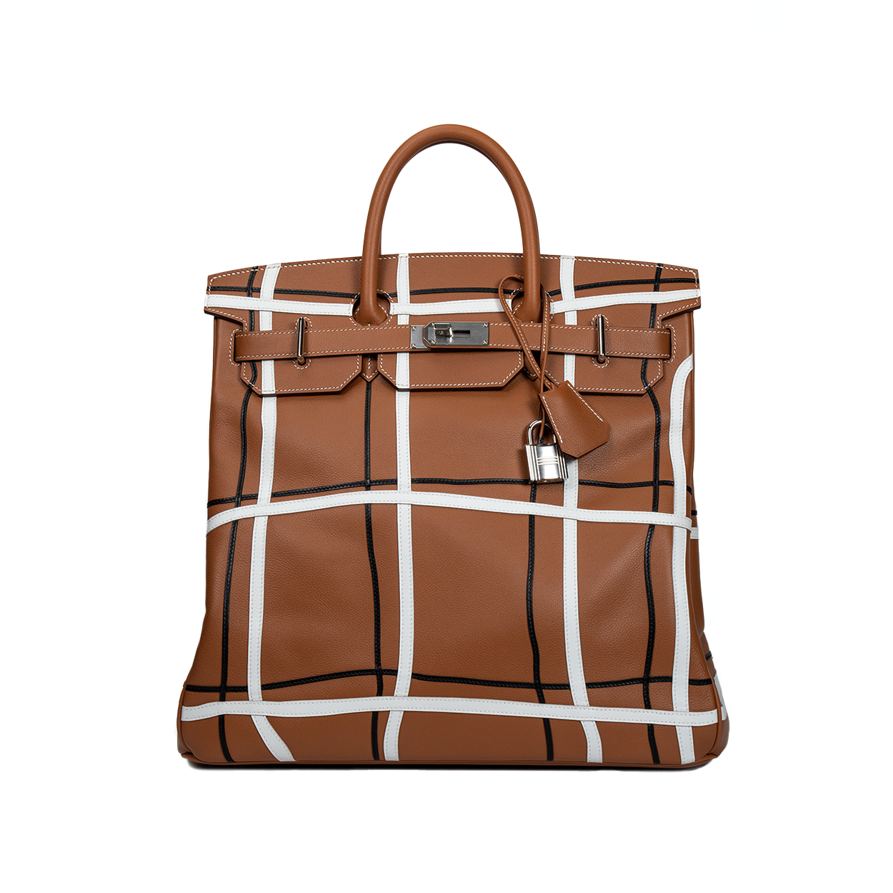Hermès HAC 40 Carreaux - Evercolor/Evergrain Gold/White /Black - 2024