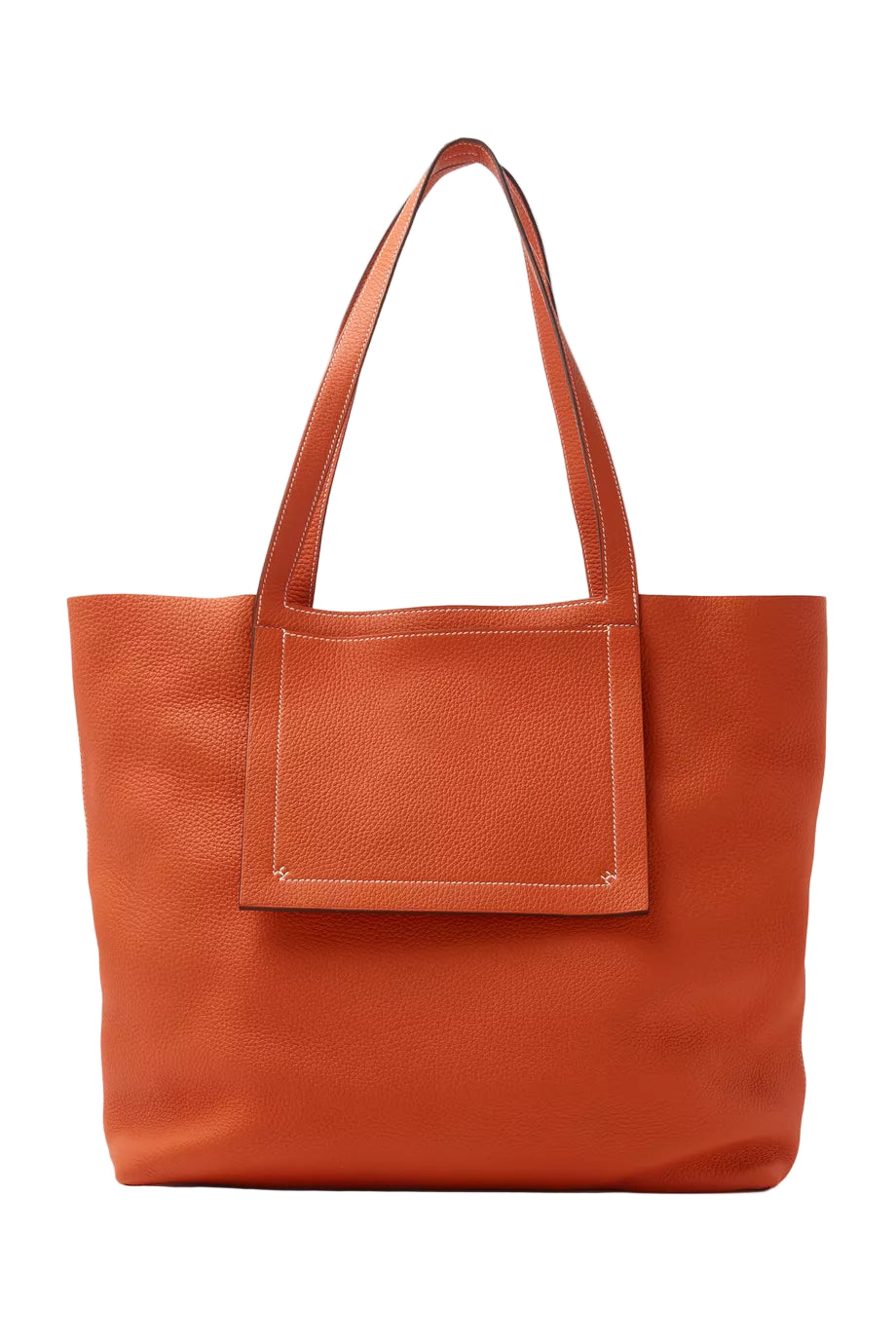Hermès Cabasellier Tote Bag In Leather - Orange Poopy