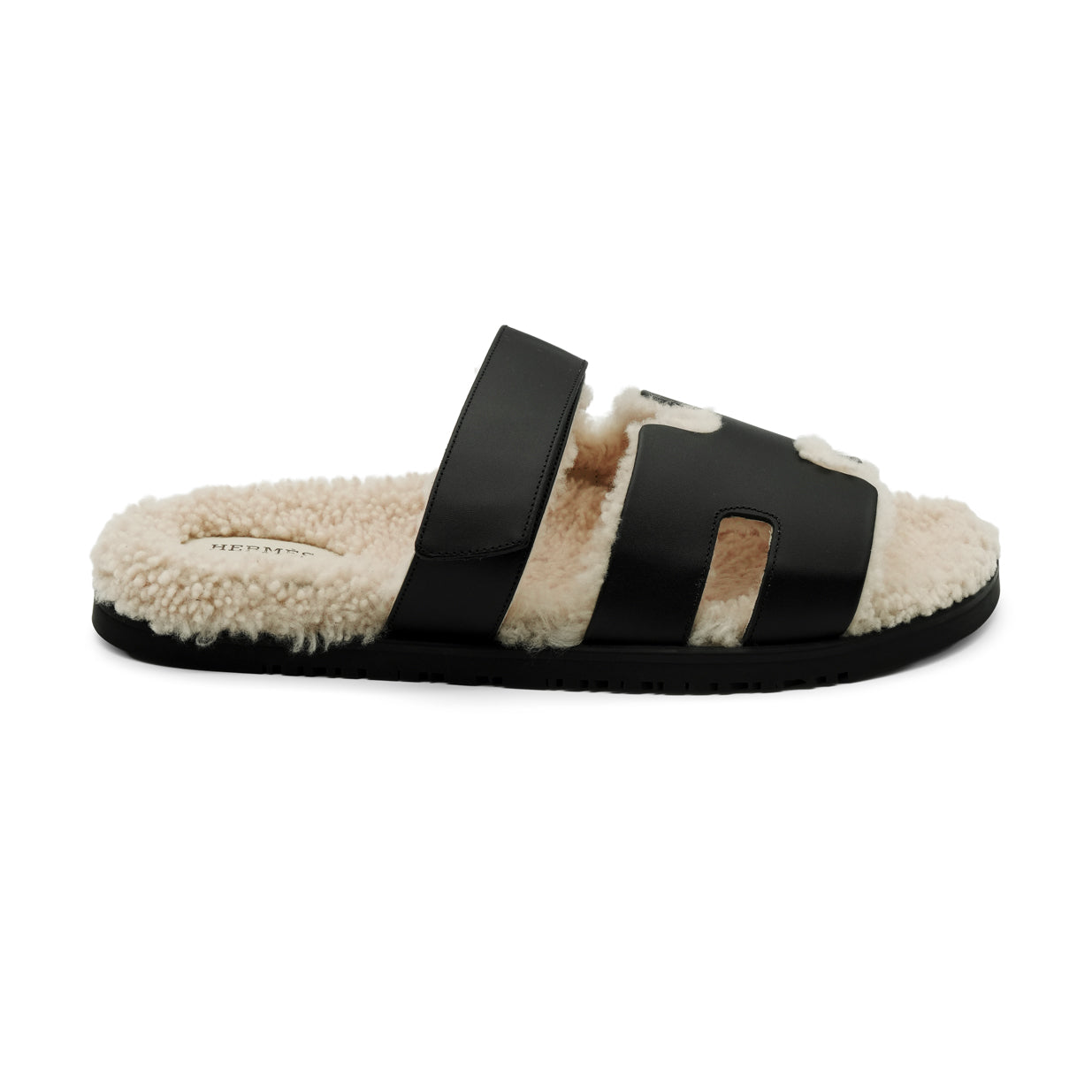 Hermès Chypre Sandal - Noir/Écru/Shearling Lining (43.5)