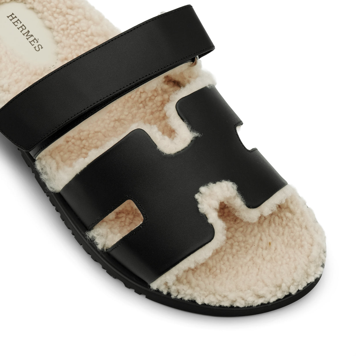 Hermès Chypre Sandal - Noir/Écru/Shearling Lining (43.5)
