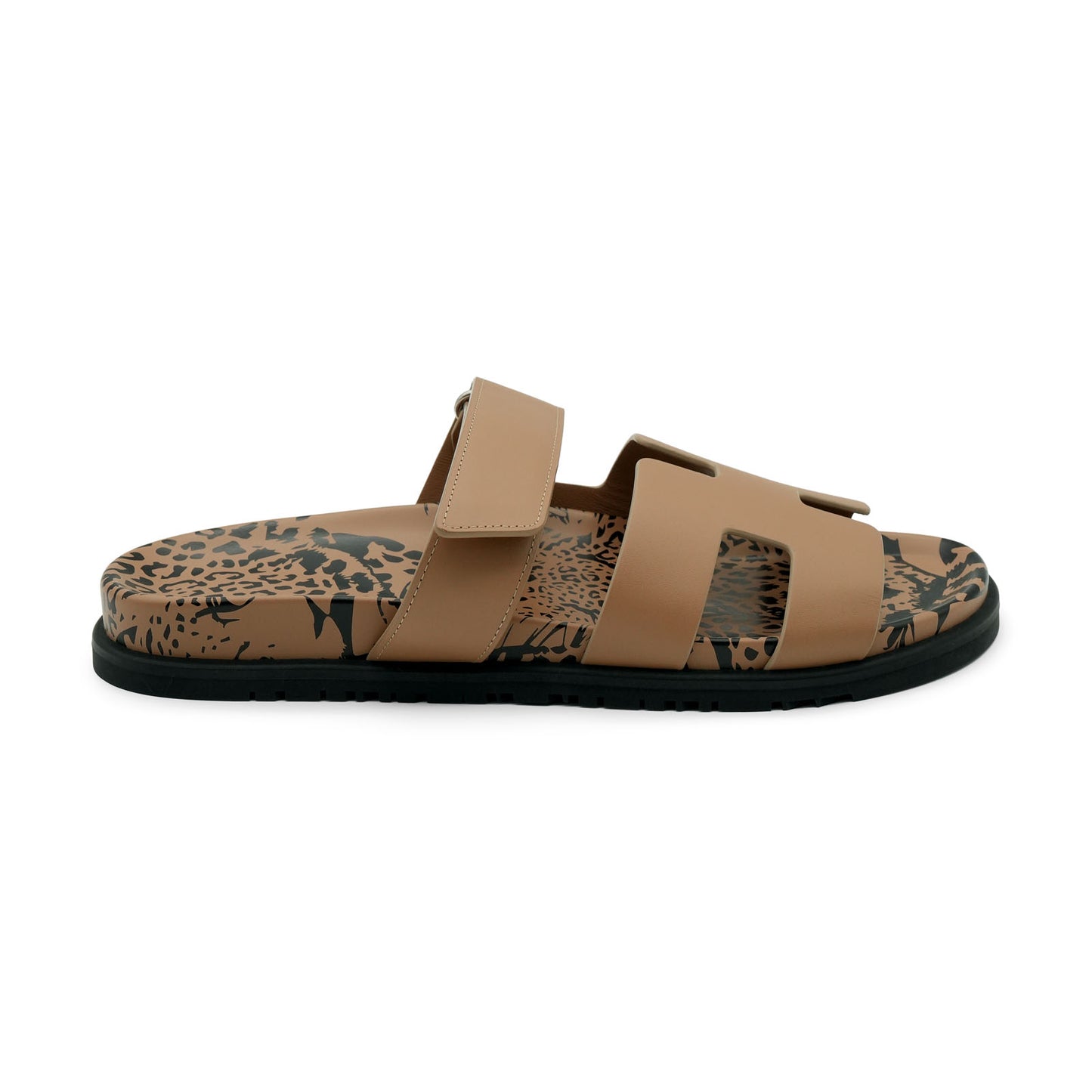 Hermès Chypre Sandal - Beige Argile/Leopard Print