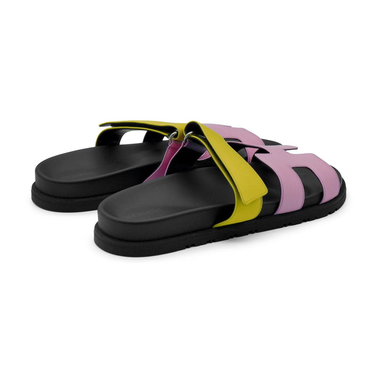 Hermès Chypre Sandal - Violet Pétale/Vert Lime Satin (39)