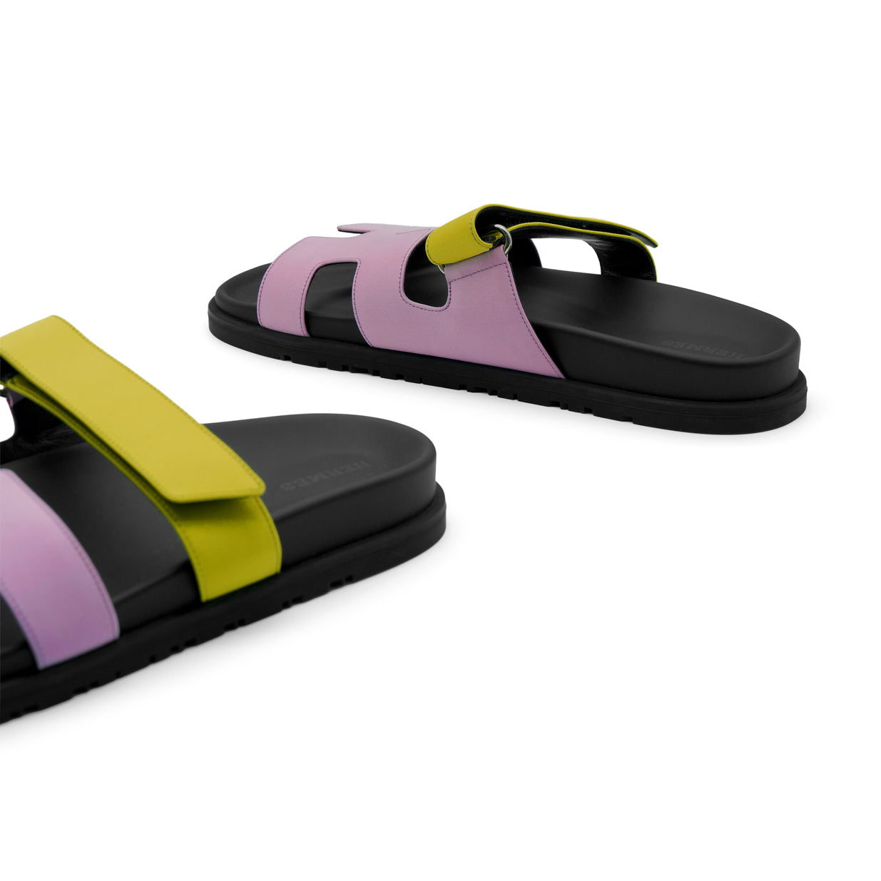 Hermès Chypre Sandal - Violet Pétale/Vert Lime Satin (39)