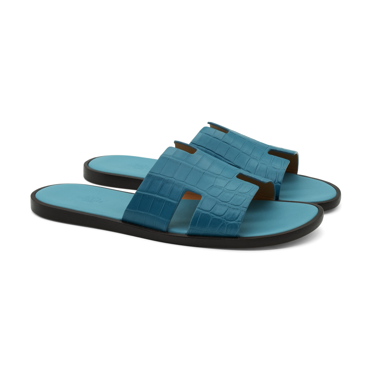 Hermès Izmir Sandal - Blue/Matte Niloticus Crocodile (45)