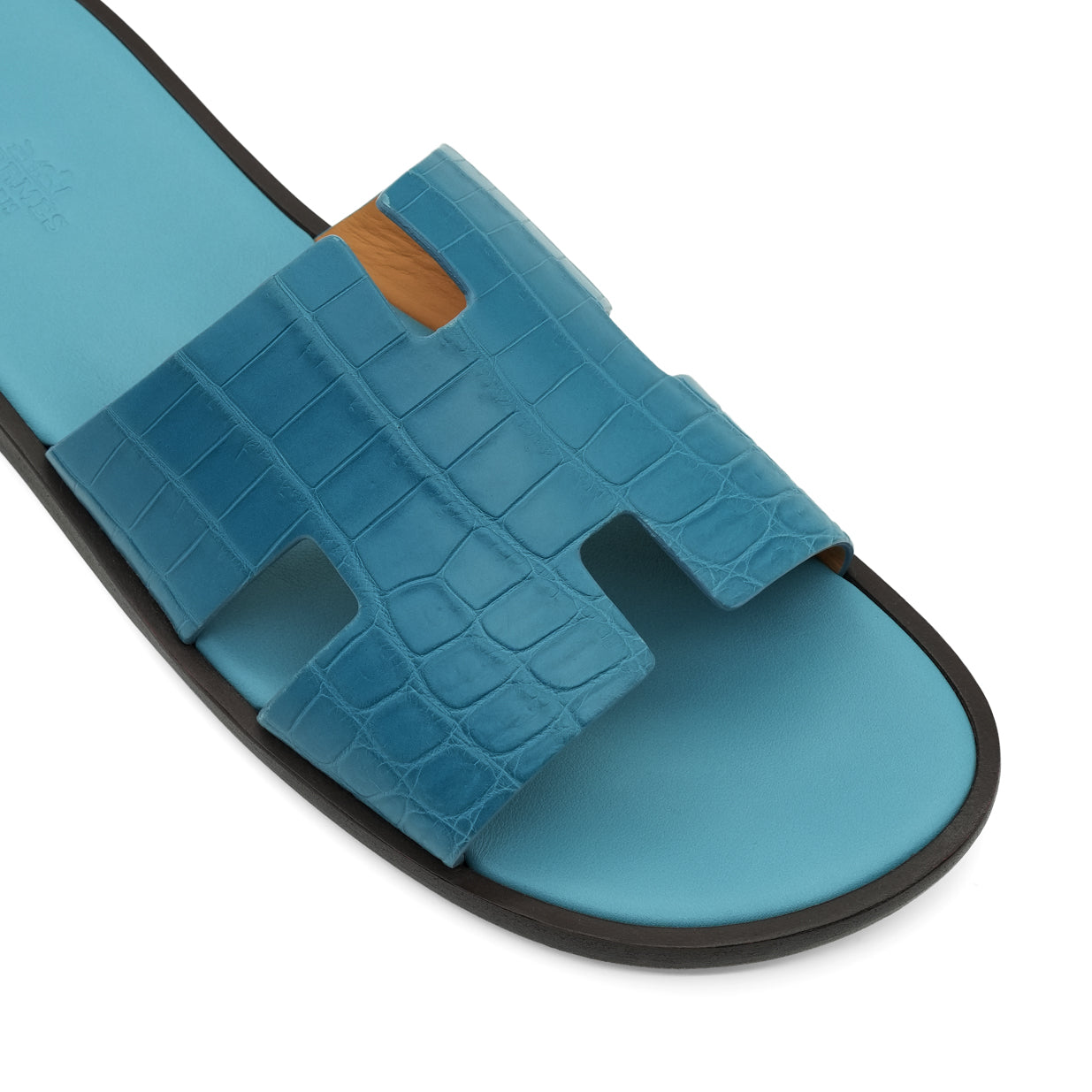 Hermès Izmir Sandal - Blue/Matte Niloticus Crocodile (45)