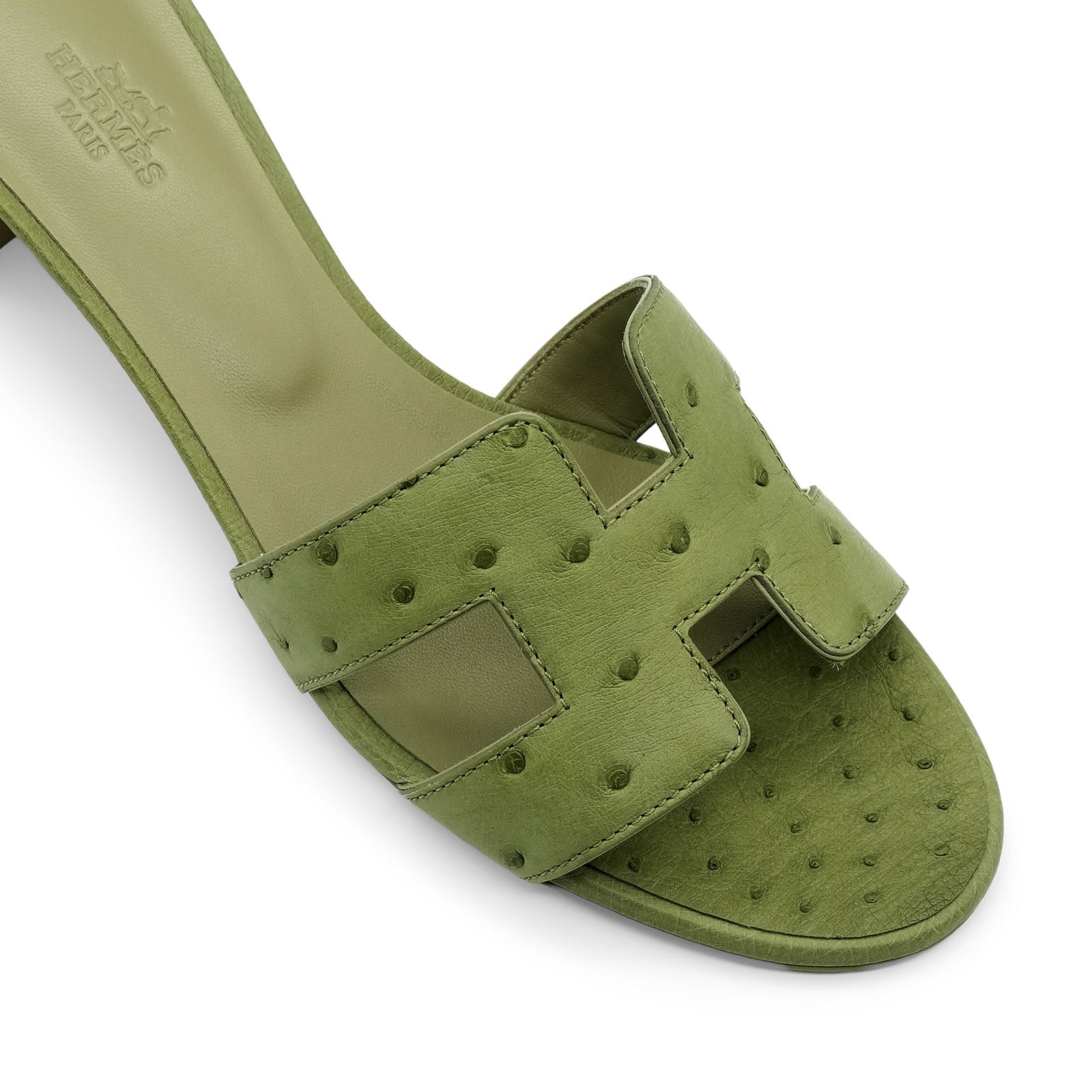 Hermès Oasis Sandal - Vert Ostrich (39)