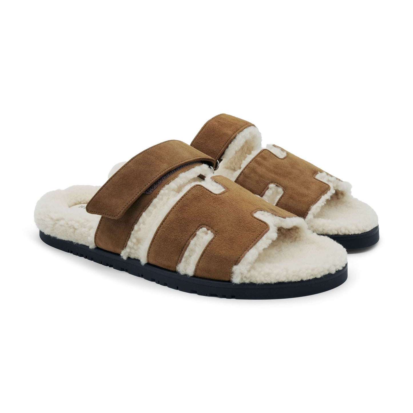 Hermès Chypre Sandal - Brun Fumé/Écru/Shearling (45)