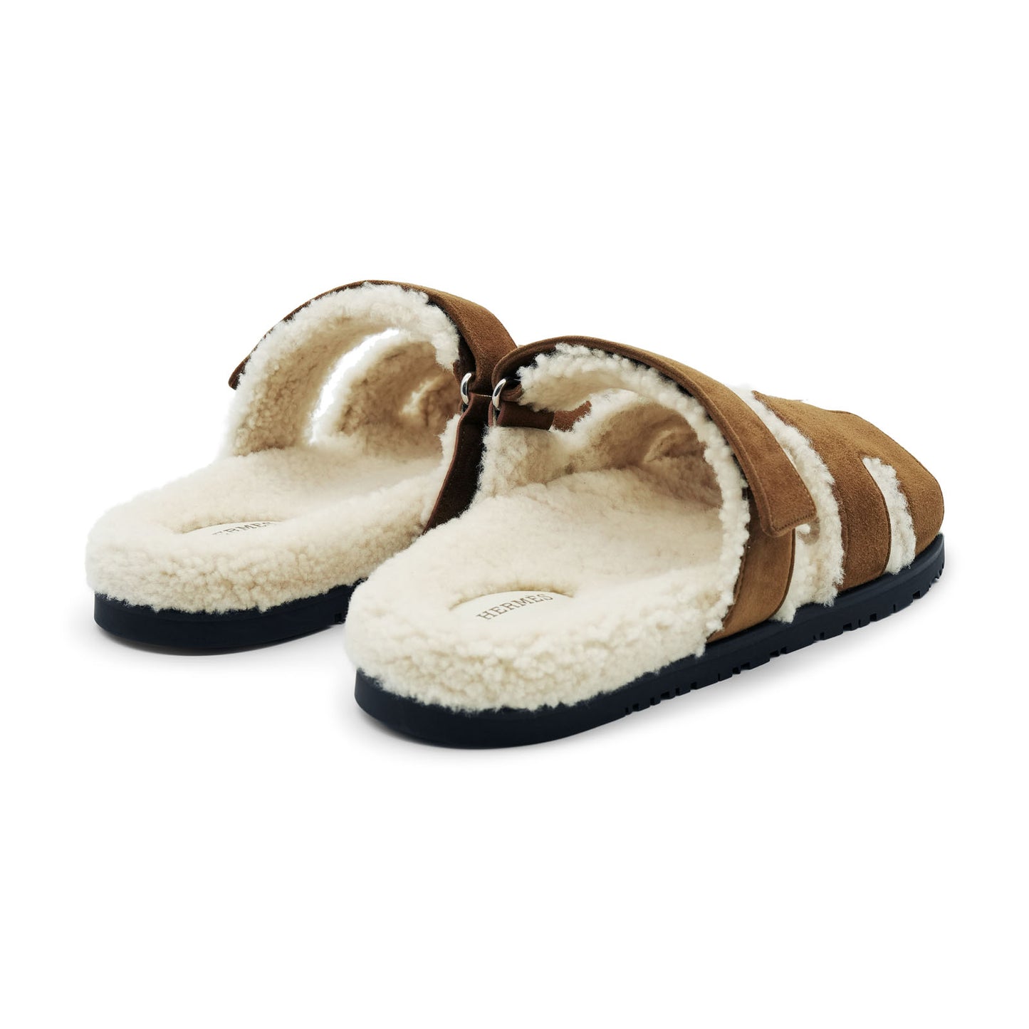 Hermès Chypre Sandal - Brun Fumé/Écru/Shearling (45)
