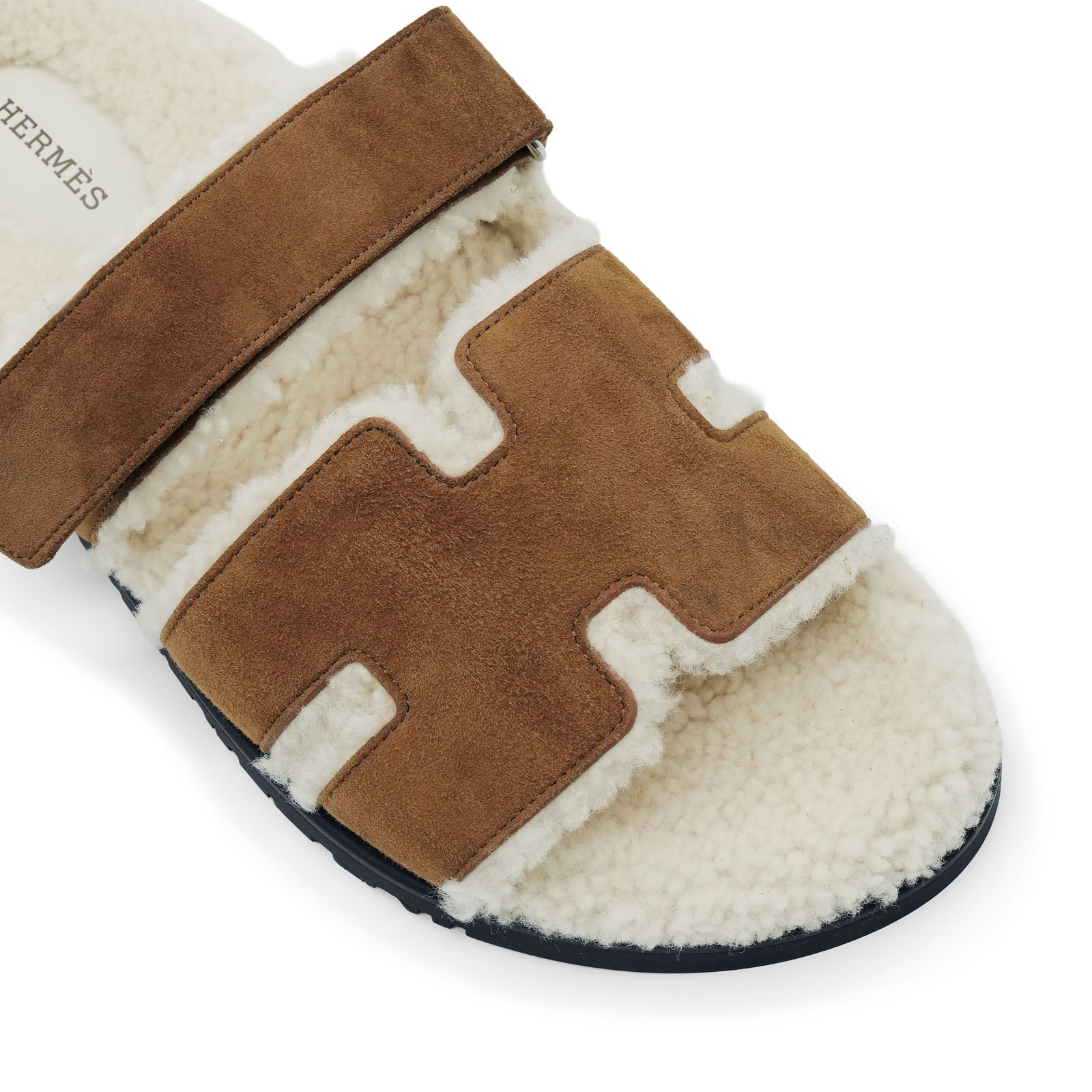 Hermès Chypre Sandal - Brun Fumé/Écru/Shearling (45)