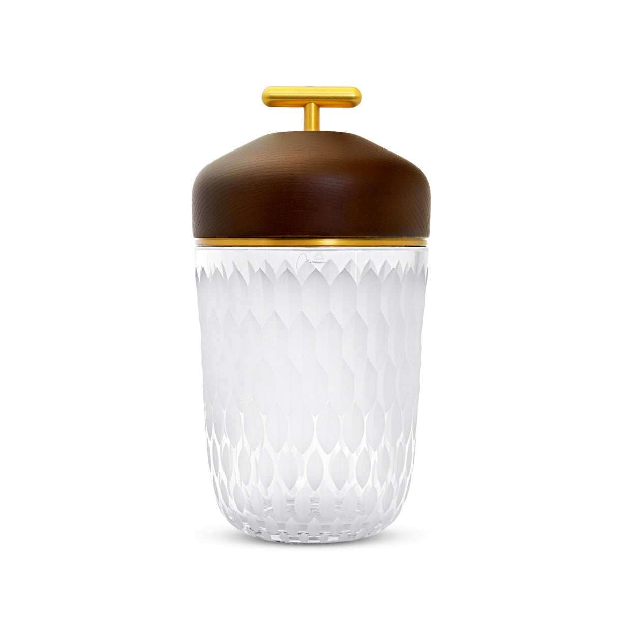 St Louis Dark Wood Satin-Finished Crystal Portable Lamp - Folia Line