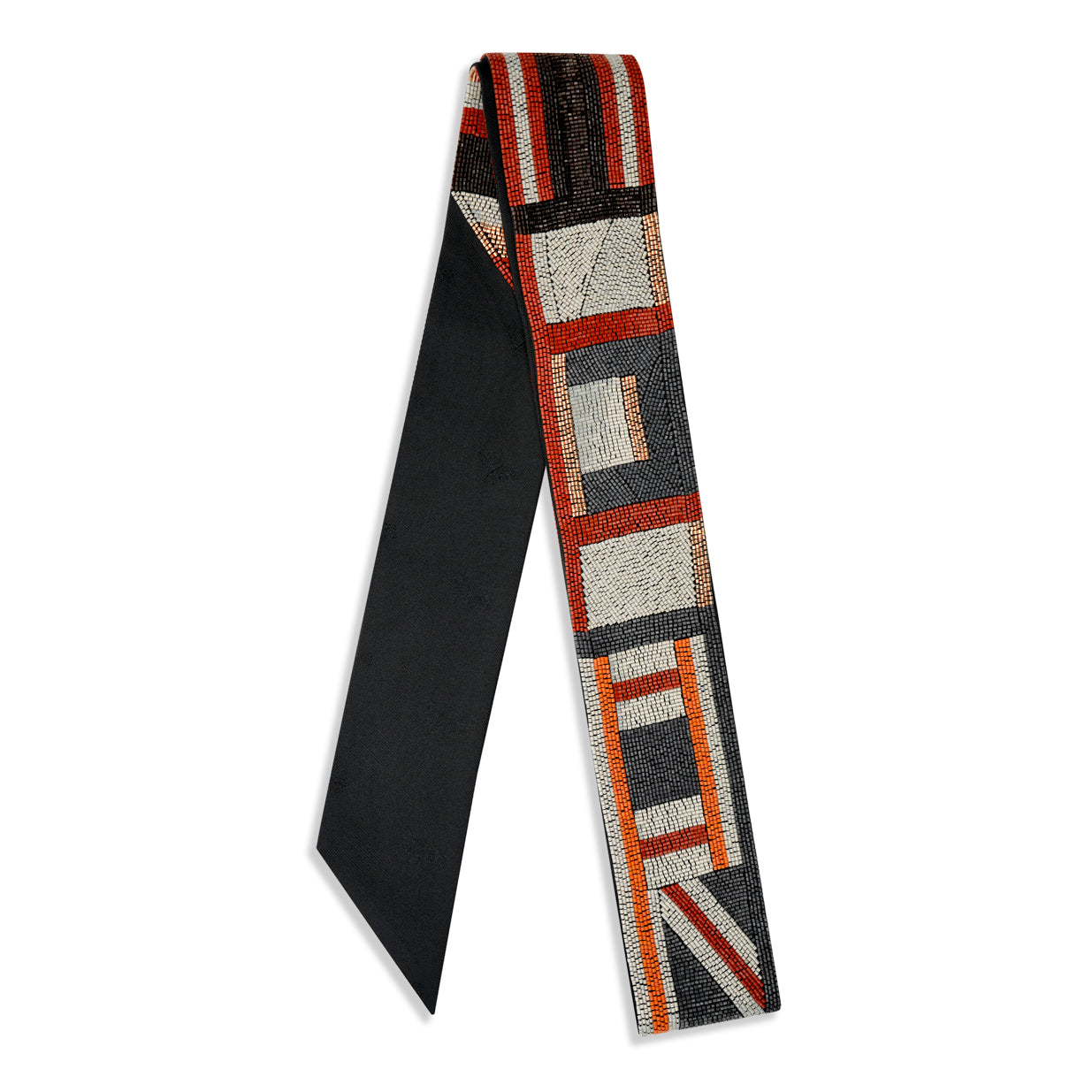 Hermès Tresses H Embroidered Twilly - Noir/Rouge H/Argent