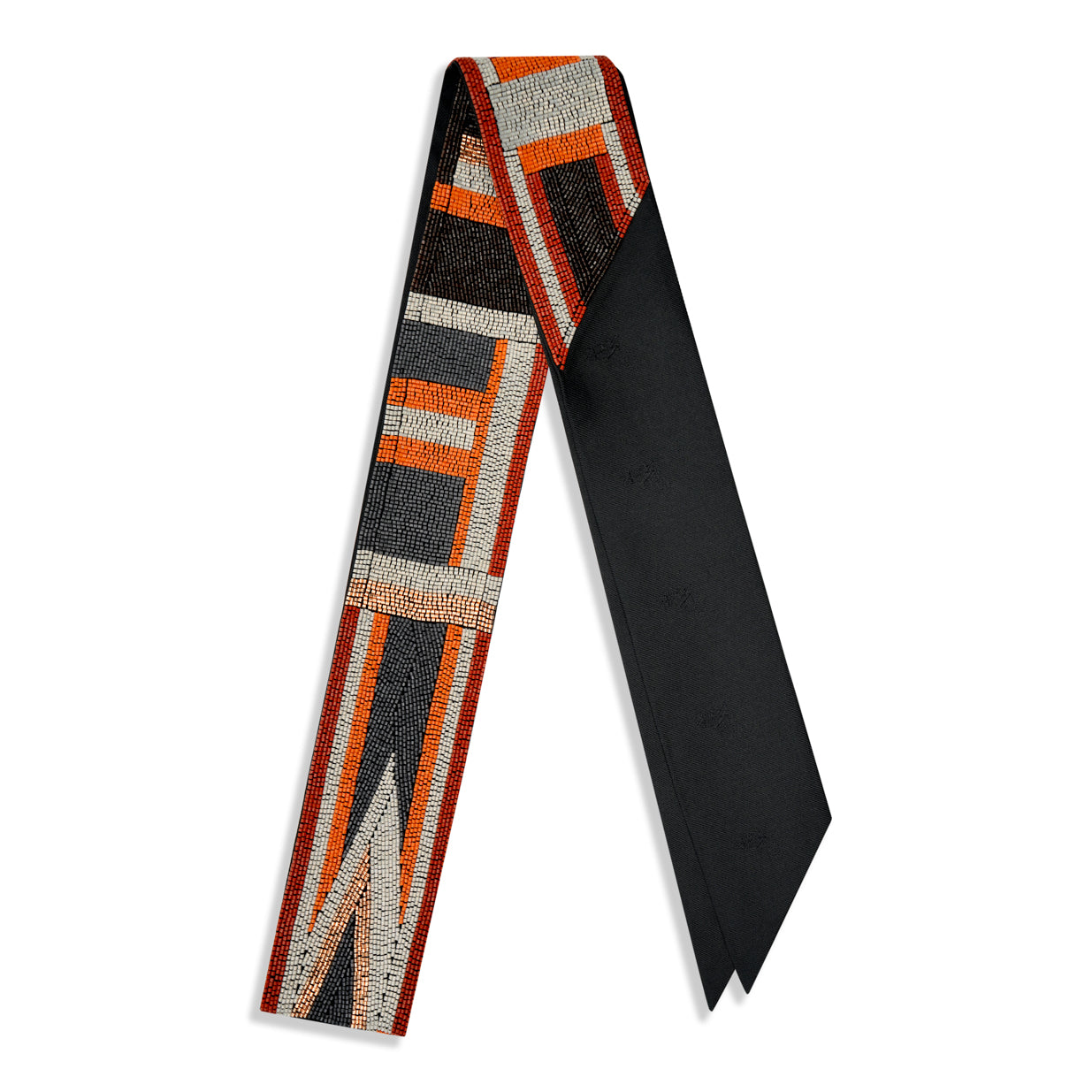 Hermès Tresses H Embroidered Twilly - Noir/Rouge H/Argent