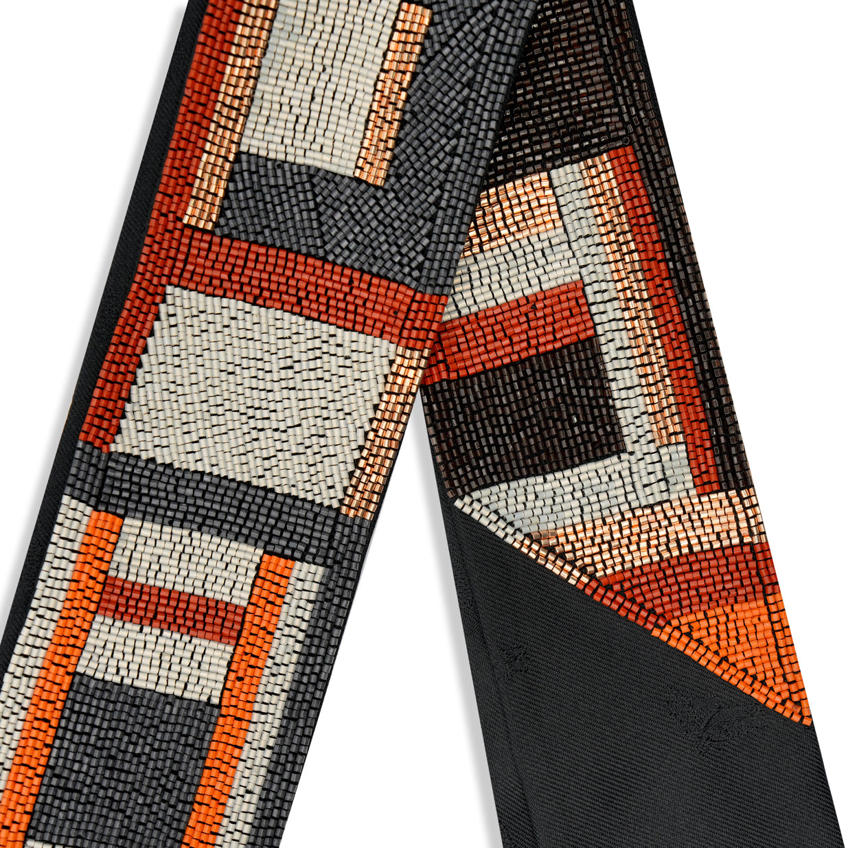 Hermès Tresses H Embroidered Twilly - Noir/Rouge H/Argent