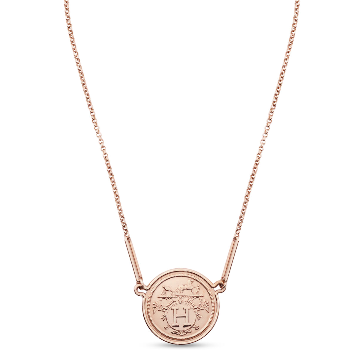 Hermès Ex-Libris Pendant - 18K Rose Gold (Very Large Model)
