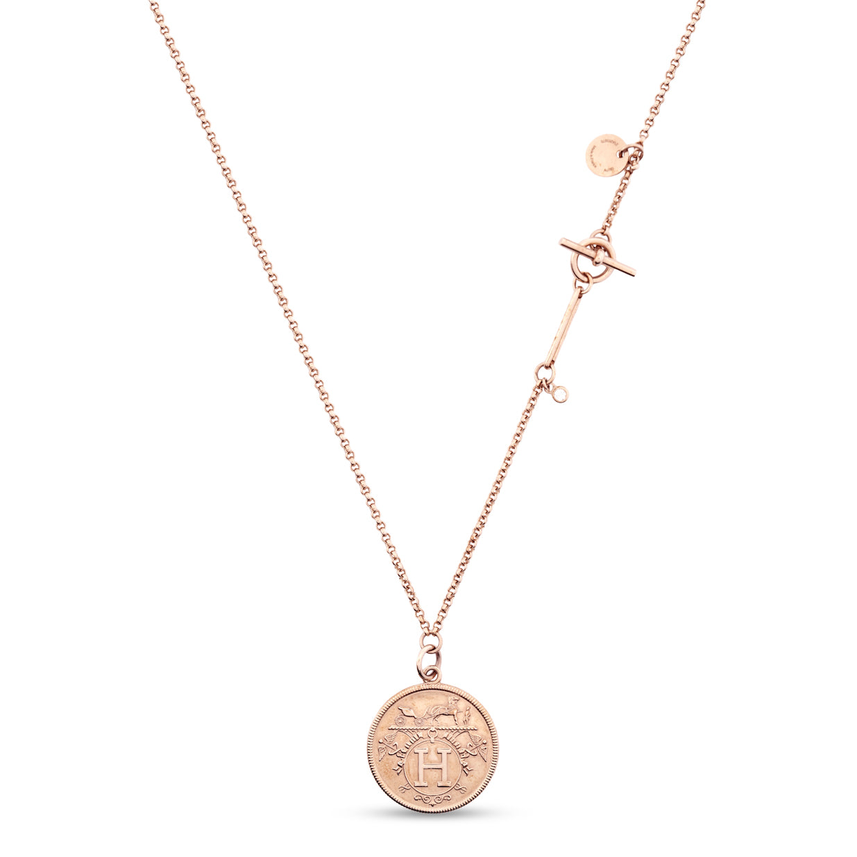 Hermès Ex-Libris Necklace - Rose Gold/Diamond (Medium Model)