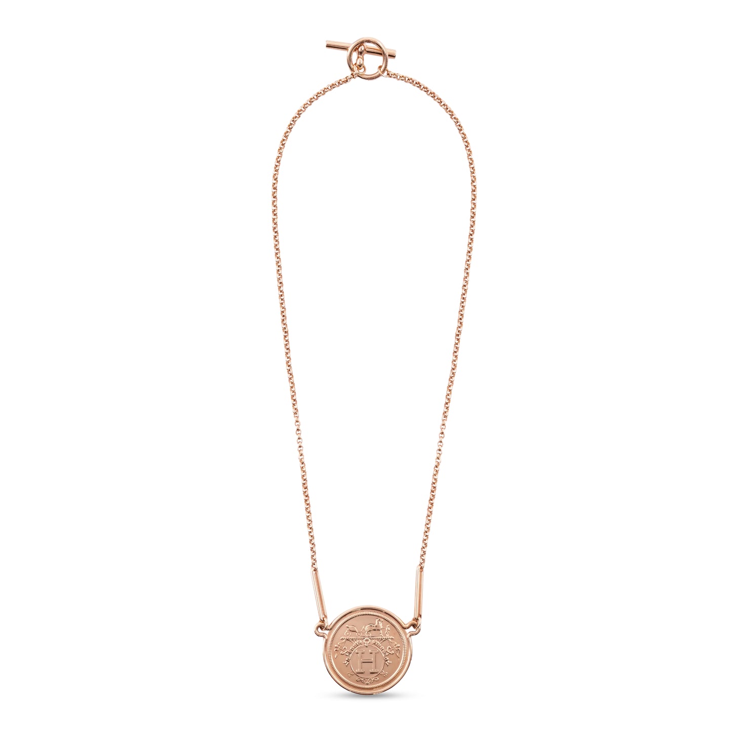 Hermès Ex-Libris Pendant - 18K Rose Gold (Very Large Model)