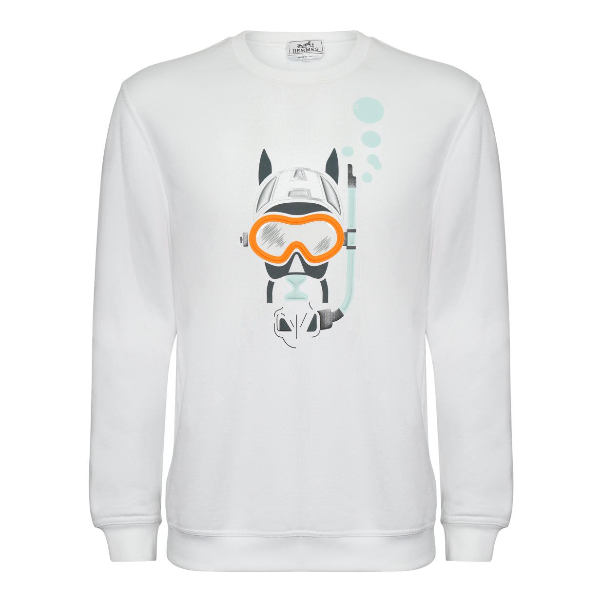 Hermès White Scuba Horse Graphic Sweatshirt (XL)