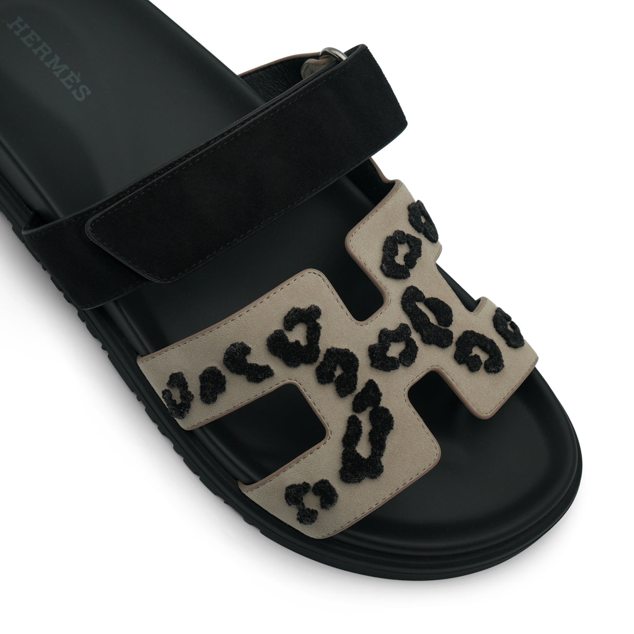 Hermès Chypre Sandal - Beige Esquisse/Noir Suede (38.5)