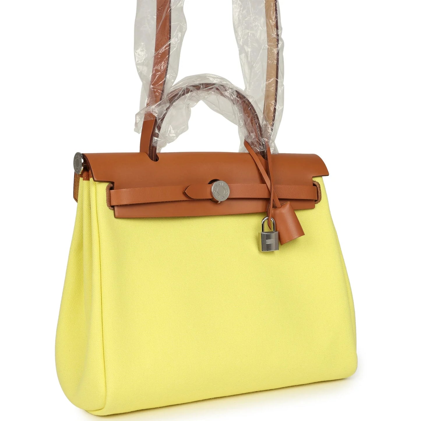 Hermès Herbag 31 - Toile H/Vache Hunter Gold/Jaune Citron