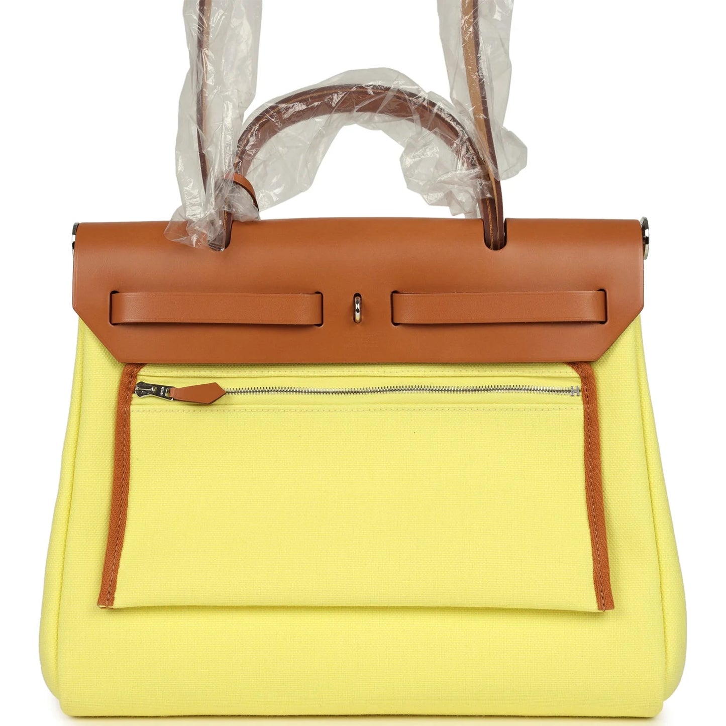 Hermès Herbag 31 - Toile H/Vache Hunter Gold/Jaune Citron