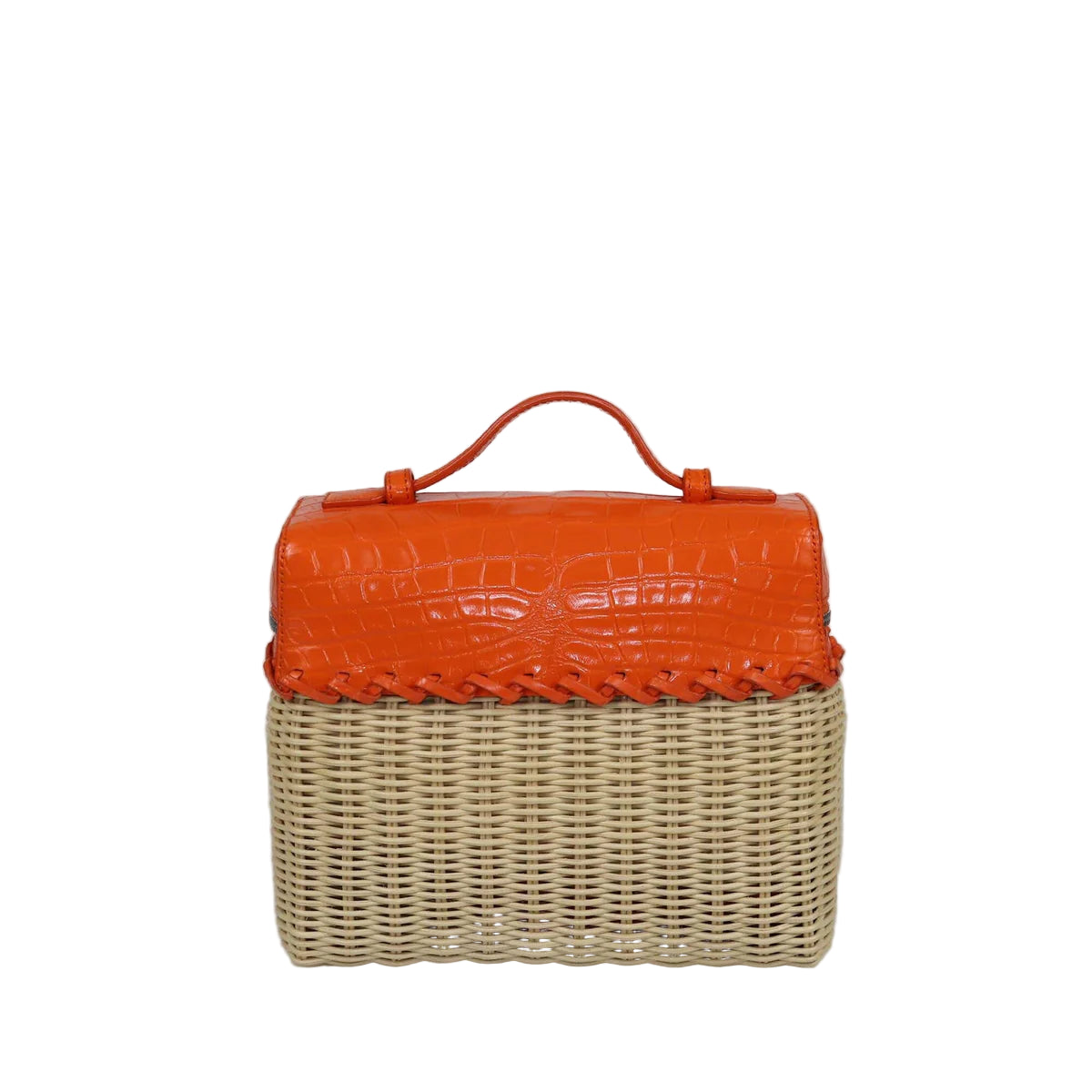 Loro Piana Extra Pocket L19 Pouch – Wicker/Alligator Leather/Orange